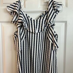 Eva Franco Striped Ruffle Sleeve Tank
